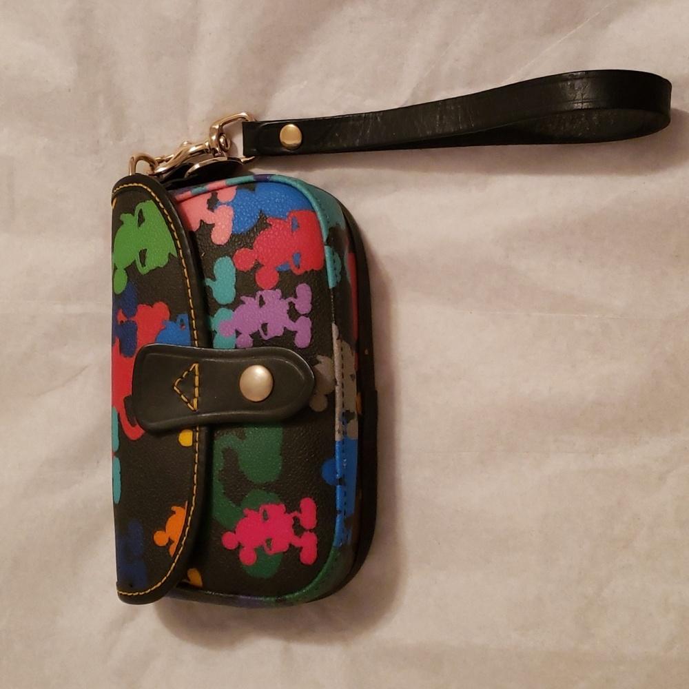 Dooney and Bourke Vintage Disney Flap Wristlet Black/Multi Color Mickeys
